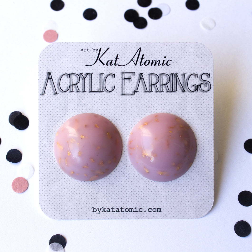 Retro Pink and Gold Fakelite Acrylic Earrings