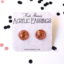 Load image into Gallery viewer, Clear Pink and Gold Fakelite Acrylic Earrings
